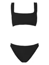 Hunza G Xandra Bikini Set High-waisted Square Neckline Textured In Black