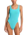 Hunza G Stretch Nylon Swimsuit Scoop Neckline Sleeveless Design In Aqua