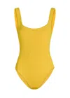 Hunza G Square-neck Crinkle Swimsuit In Yellow