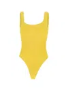 Hunza G Yellow One-piece Swimsuit With Squared Neckline In Tech Fabric Stretch Woman In Yellow