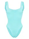 Hunza G Womens Aqua Square-neck Seersucker Swimsuit In Blue