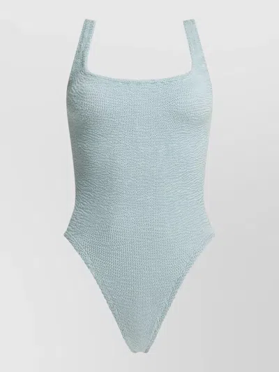 Hunza G Square Neck High Leg Sleeveless Beachwear In Blue