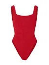 Hunza G Neutral Square Neckline High-cut Swimsuit In Multi