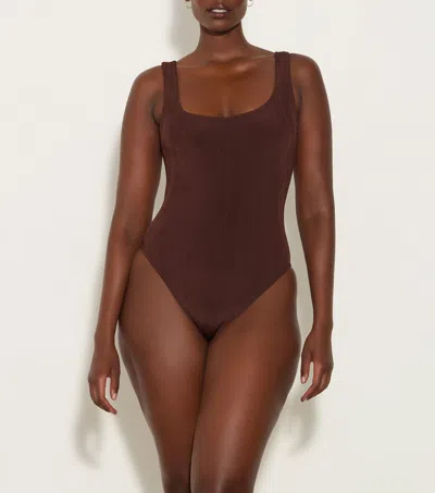 Hunza G Square Neck Nile Swim In Brown