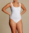 Hunza G Square Neck Nile Swimwear Pistachio In White