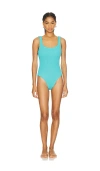 Hunza G Womens Aqua Square-neck Seersucker Swimsuit In Aqua