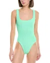 Hunza G Square Neck Ribbed Knit One-piece Swimsuit In Green