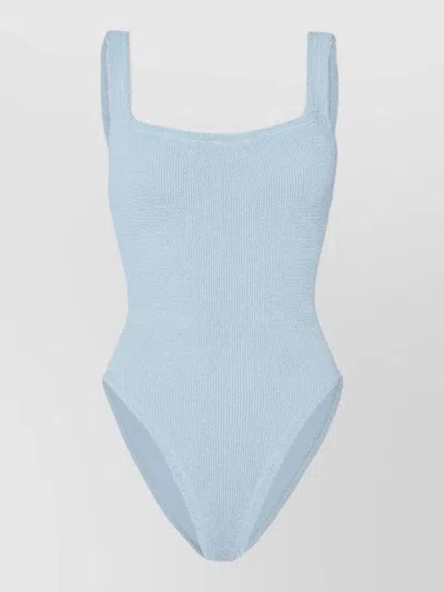 Hunza G Square Neck One Piece High Leg Swimsuit In Blue