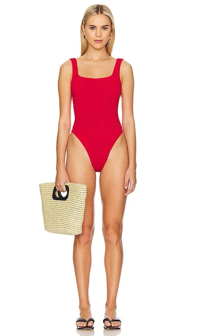 Hunza G Square Neck One Piece In Red