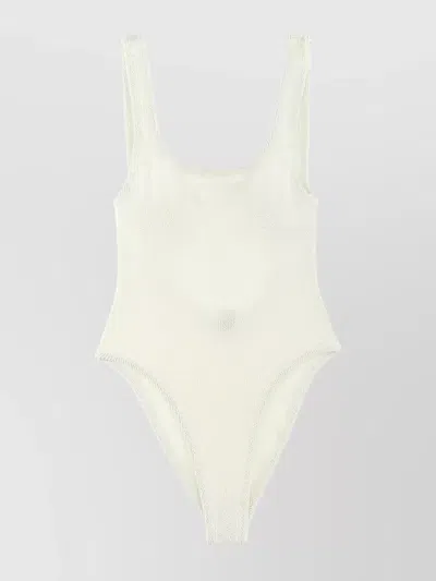 Hunza G Square Neck One-piece Swimsuit In White