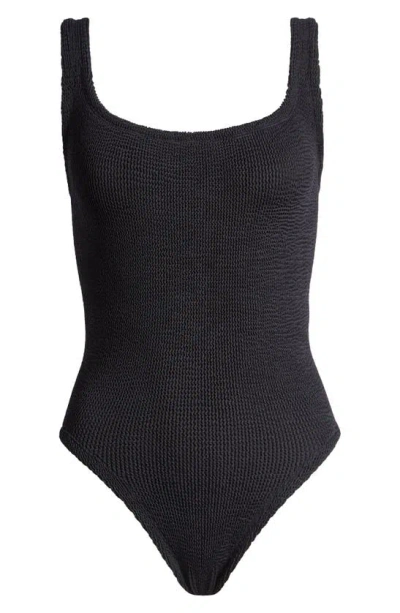 Hunza G Square One-piece Textured Swimsuit In Black