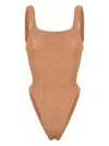 Hunza G Crinkled-effect Open-back Swimsuit In Metallic