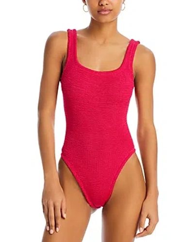 Hunza G Square Neck One Piece Swimsuit In Red