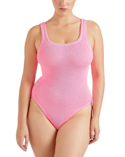 Hunza G Square Neck One Piece Swimsuit In Pink