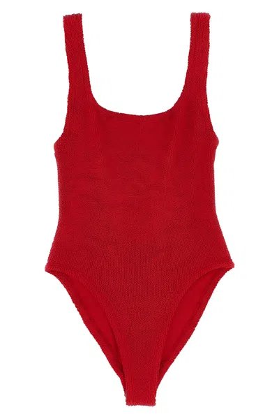 Hunza G One Piece Swimsuit Scoop Neck Low Back In Red