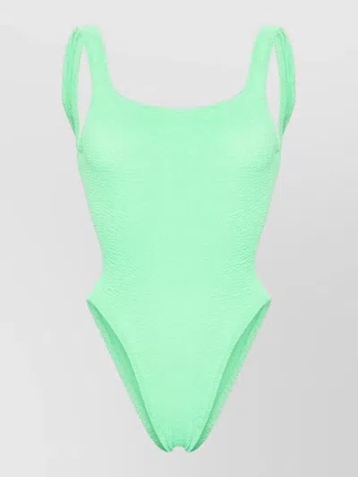 Hunza G Square Neck One Piece Swimsuit Ribbed In Green