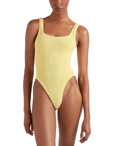 Hunza G Square Neck One Piece Swimsuit In Yellow