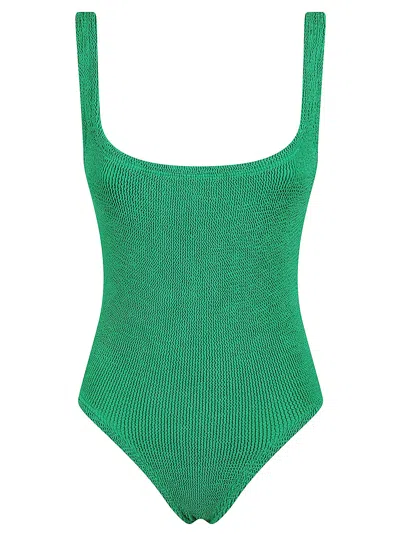 Hunza G Square Neck One-piece Swimsuit With Wide Straps In Green