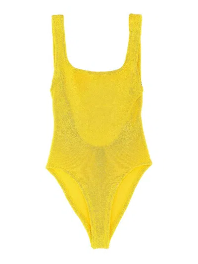 Hunza G Square Neck One-piece Swimsuit In Yellow