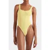 Hunza G Yellow One-piece Swimsuit With Squared Neckline In Tech Fabric Stretch Woman In Yellow