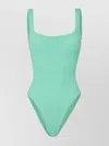 Hunza G Square Neck Ribbed Knit One-piece Swimsuit In Green