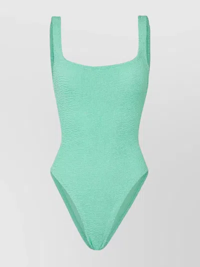 Hunza G Square Neck Ribbed Knit One-piece Swimsuit In Green