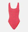 HUNZA G SQUARE NECK STRIPED SWIMSUIT