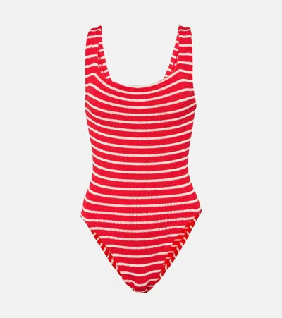 Hunza G Square Neck One Piece Swimsuit In Red