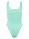 Hunza G Square Neck Ribbed Knit One-piece Swimsuit In Green