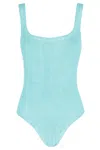 Hunza G Womens Aqua Square-neck Seersucker Swimsuit In Aqua