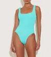 Hunza G Womens Aqua Square-neck Seersucker Swimsuit In Aqua