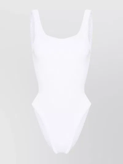 Hunza G Square Neck Swim In Textured Fabric In White