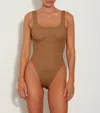Hunza G Domino Swim One-piece Swimsuit In Metallic Cocoa