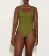 Hunza G Square Beachwear In Metallic Moss