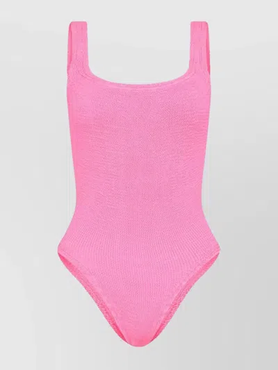 HUNZA G SQUARE NECK SWIM RUCHED DETAIL