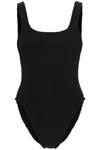 Hunza G Square-neck Seersucker-weave Swimsuit In Black