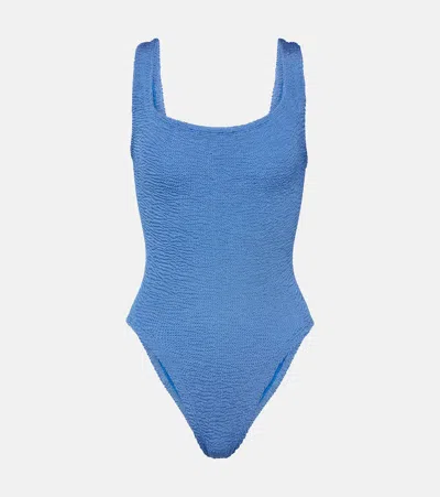 Hunza G Square Neck Swimsuit In Blue