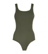 Hunza G Square-neck Swimsuit In Metallic Khaki
