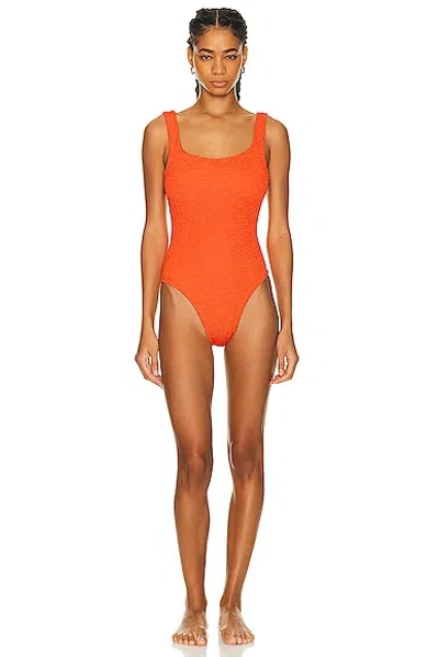 Hunza G Square Neck Swimsuit In Metallic Tangerine