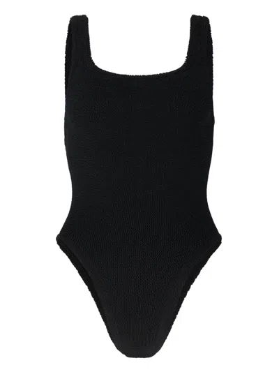 Hunza G Square One-piece Textured Swimsuit In Black