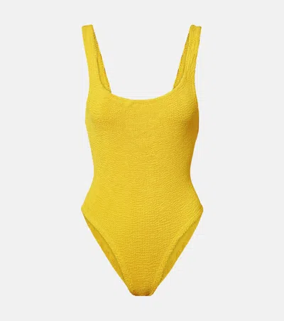Hunza G Square Neck Swimsuit In Yellow