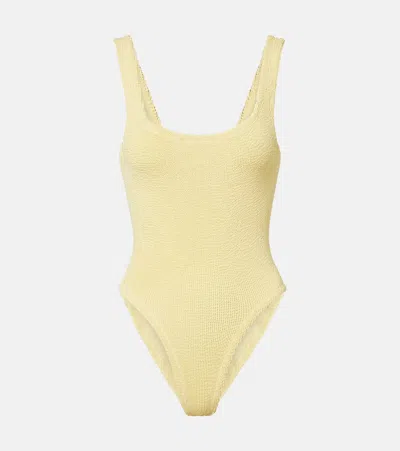 Hunza G Square Neck Swimsuit In Yellow