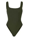 Hunza G Square-neck Textured Swimsuit In Green