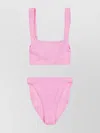 Hunza G Square Neckline High-cut Leg Textured Fabric Bikini
