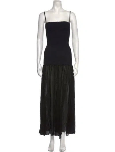 Pre-owned Hunza G Square Neckline Long Dress In Black