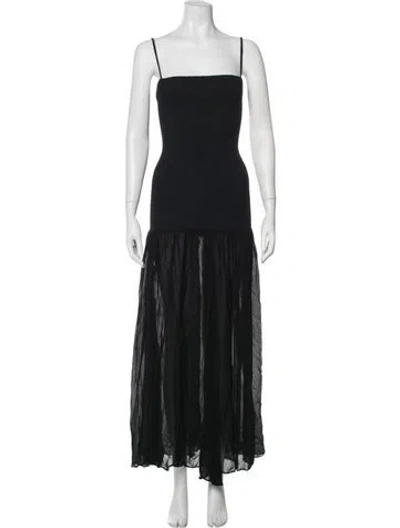 Pre-owned Hunza G Square Neckline Long Dress In Black
