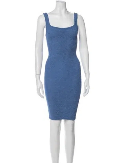 Pre-owned Hunza G Square Neckline Mini Dress In Blue