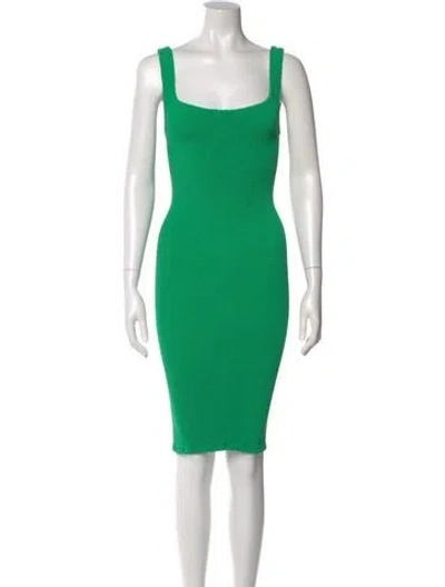 Pre-owned Hunza G Square Neckline Mini Dress In Green