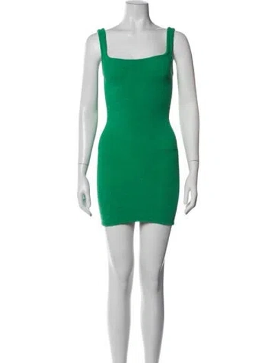 Pre-owned Hunza G Square Neckline Mini Dress In Green