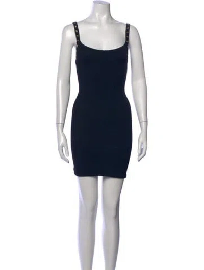 Pre-owned Hunza G Square Neckline Mini Dress W/ Tags In Blue
